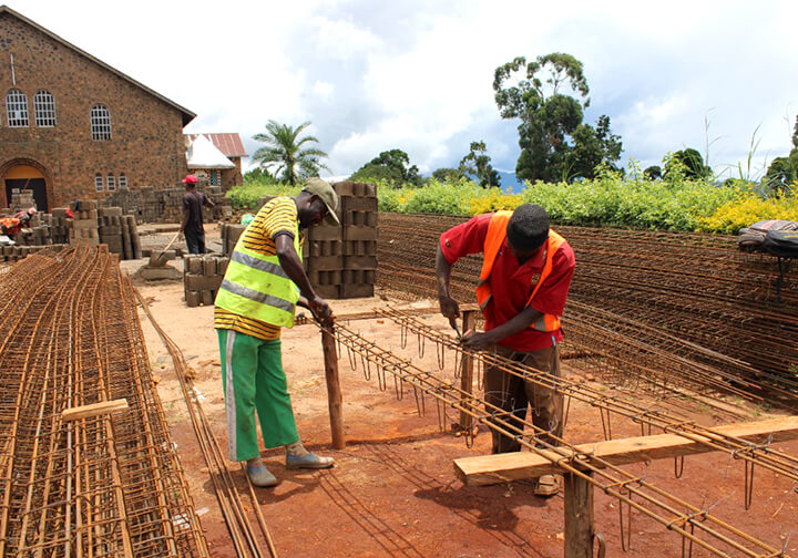 Construction of the new building in St. Mary\'s School is underway