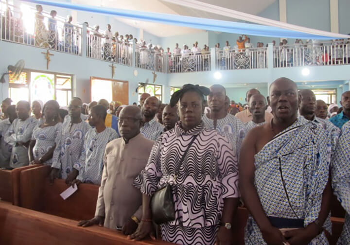 Enchi, Ghana church mass celebration.